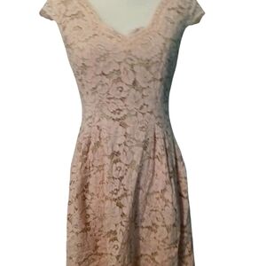VINCE CAMUTO Pink blush floral lace A line mini dress (8)